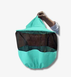 Careta de amarrar tipo sombrero, en dril — Verde Agua Marina