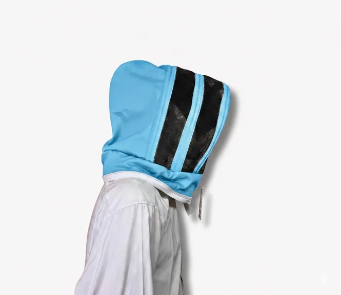 Careta con cremallera esgrima, en dril — Azul Cielo