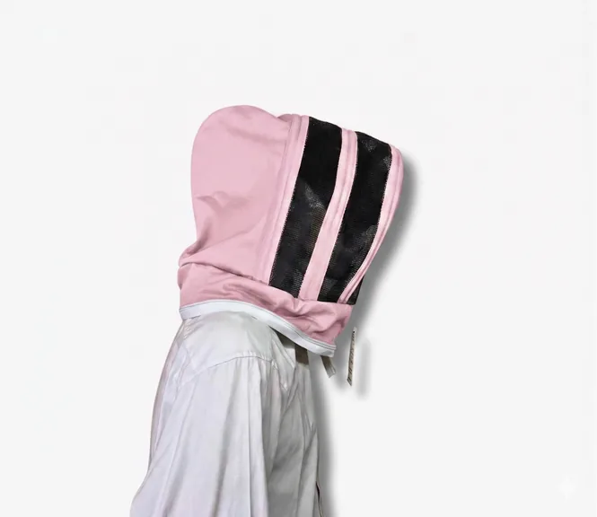 Careta con cremallera esgrima, en dril — Rosado
