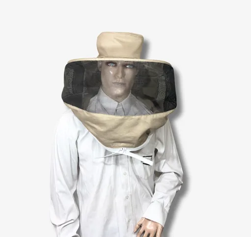 Careta con cremallera tipo sombrero, en dril