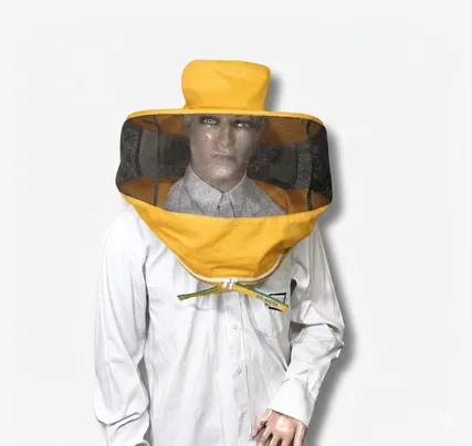 Careta con cremallera tipo sombrero, en dril — Amarillo