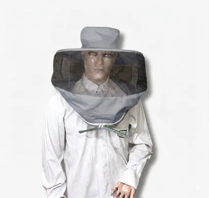 Careta con cremallera tipo sombrero, en dril — Gris