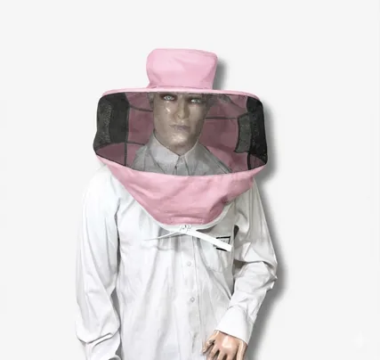 Careta con cremallera tipo sombrero, en dril — Rosado